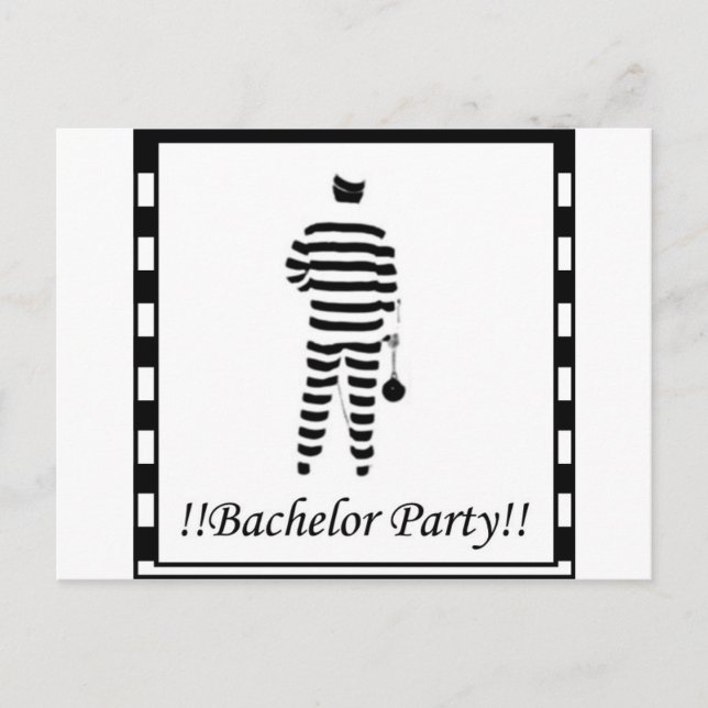 Invitation Carte Postale Bachelor party - Prisonnier (Devant)