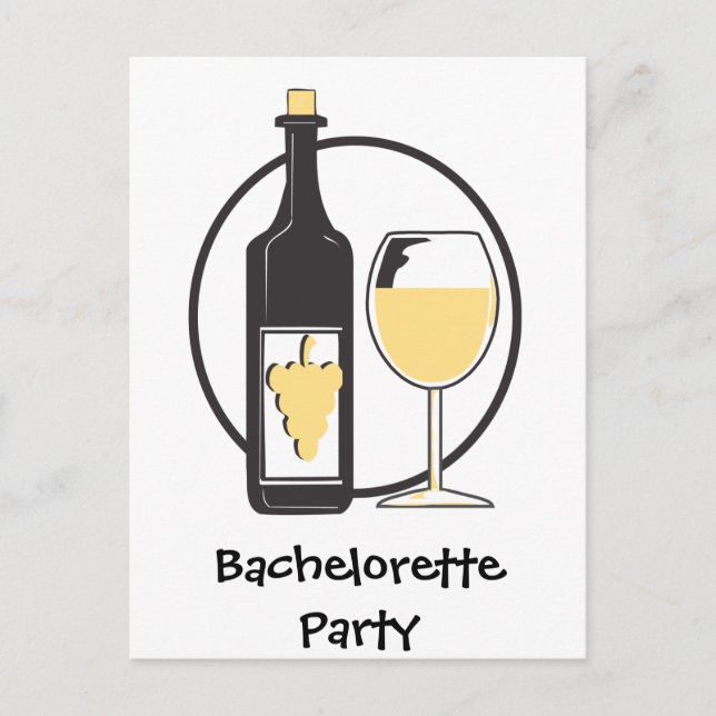 Invitation Carte Postale Bachelorte de vin blanc (Devant)