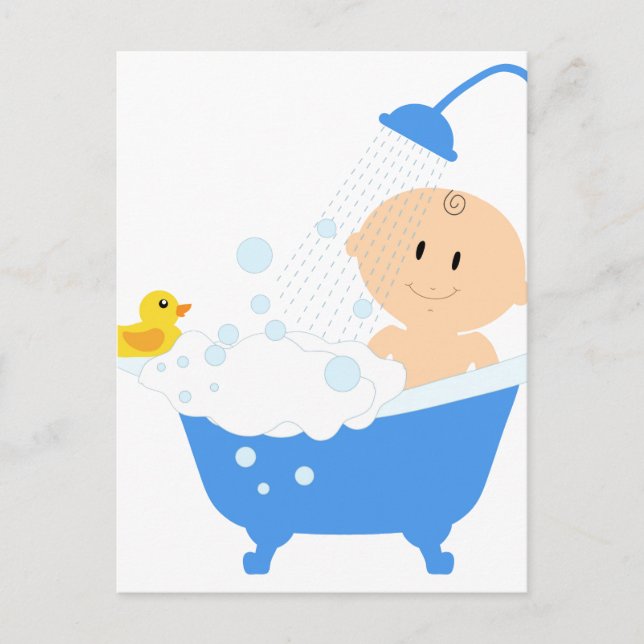 Invitation Carte Postale Baignoire Bébé mignonne (Devant)