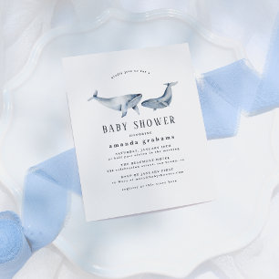 Invitation Carte Postale Bain de bébé Mère Bébé Baleine Nautical