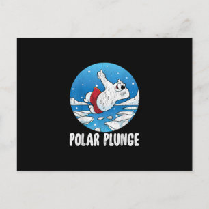 Invitation Carte Postale Bain d'hiver Polar Plunge Ice Jump Polar Ours Bain