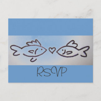 Invitation Carte Postale baiser poisson RSVP