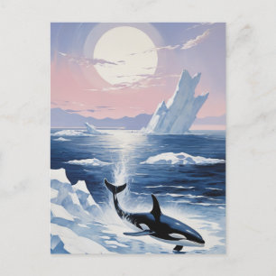 Invitation Carte Postale Baleine tueuse branchée Orca Alaska