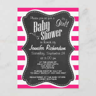 Invitation Carte Postale Bandes horizontales roses profondes ; aspect du ta