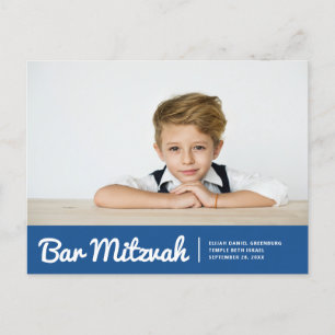 Invitation Carte Postale Bar Mitzvah Moderne Simple Photo personnalisée Inv