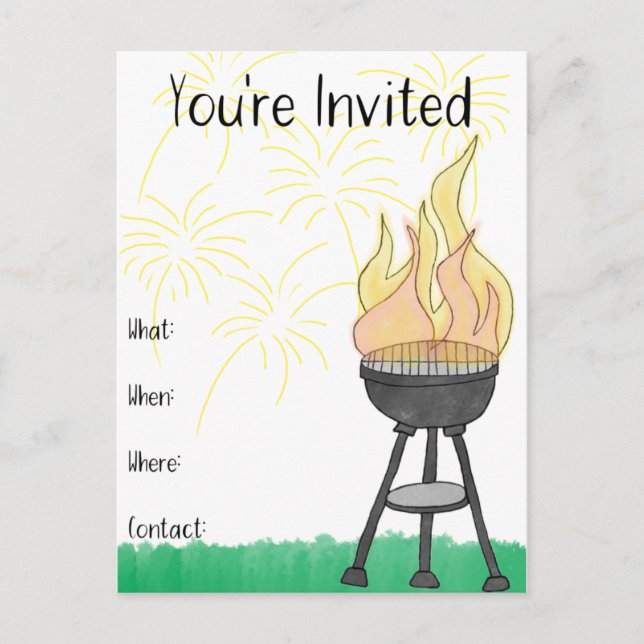 Invitation Carte Postale BBQ été (Devant)