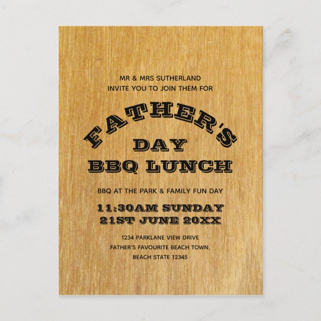Invitation Carte Postale BBQ fête des pères (Devant)