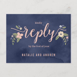 Invitation Carte Postale Beauté florale RSVP couleur modifiable