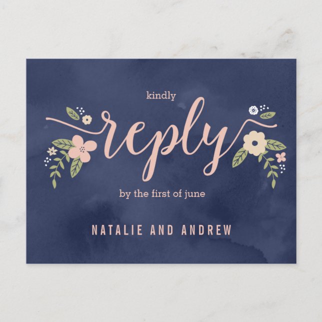 Invitation Carte Postale Beauté florale RSVP couleur modifiable (Devant)