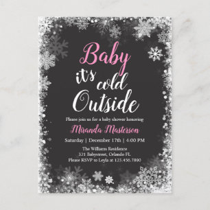 Invitation Carte Postale Bébé c'est froid hors du Baby shower d'hiver