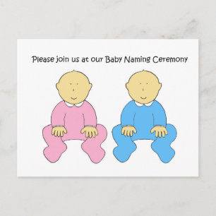 Invitation Carte Postale Bébé de jumeaux appelant l'invitation de cérémonie