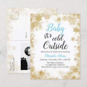 Invitation Carte Postale Bébé il fait froid à l'extérieur Baby shower bébé 