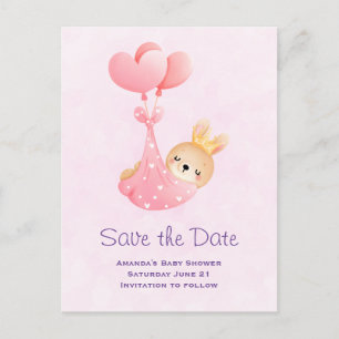 Invitation Carte Postale Bébé mignon dans une couverture de coeur Enregistr