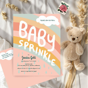 Invitation Carte Postale BÉBÉ SPRINKLE Cute Nuages Rainbow Rain Custom