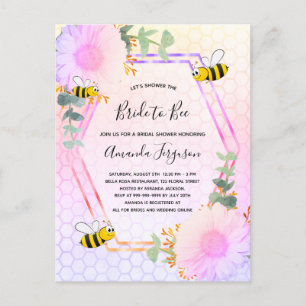 Invitation Carte Postale Bee Bridal douche arc-en-ciel de verdure mariée à 