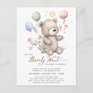 Invitation Carte Postale Beige Nous pouvons attendre prématurément Baby sho
