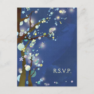 Invitation Carte Postale Belle Nuit en Bleu Mariage RSVP