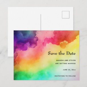 Invitation Carte Postale Belles couleurs arc-en-ciel Abstrait Enregistrer l