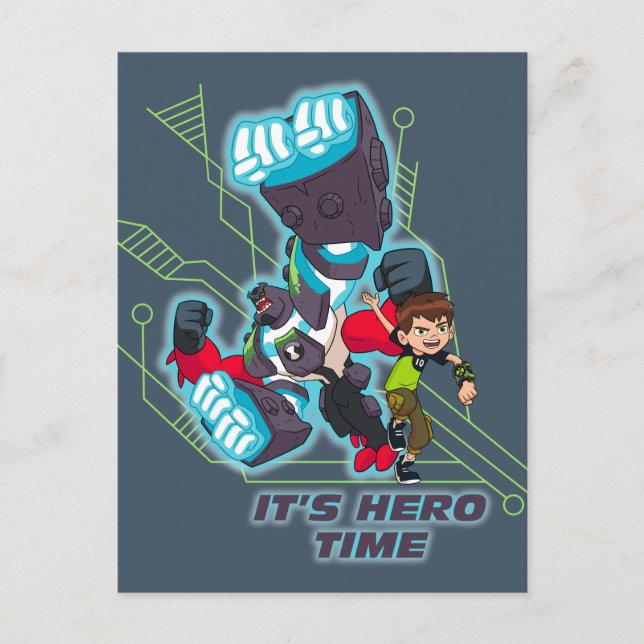 Invitation Carte Postale Ben & Omni-Enhanced Four Arms - It's Hero Time (Devant)
