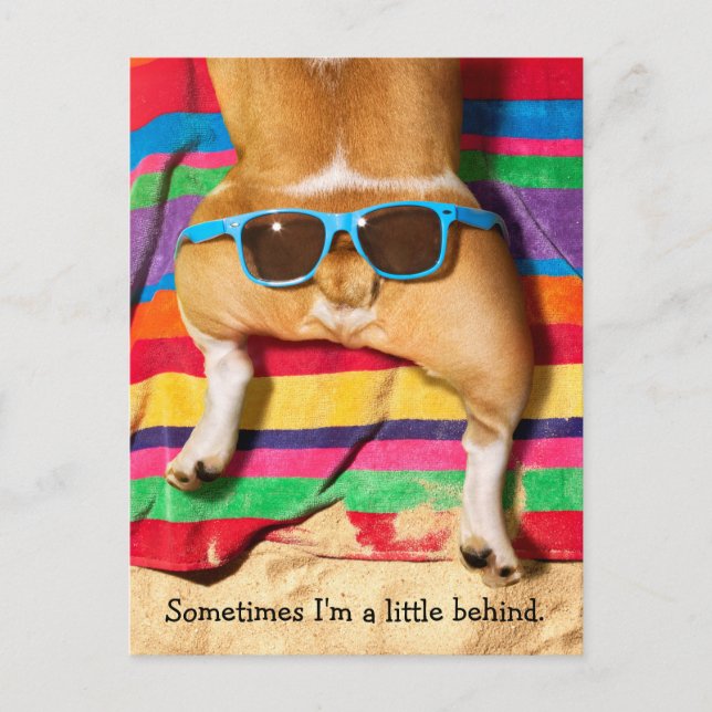 Invitation Carte Postale Beurre de chien avec lunettes de soleil (Devant)