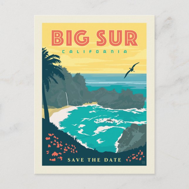Invitation Carte Postale Big Sur Californie | Save the date (Devant)