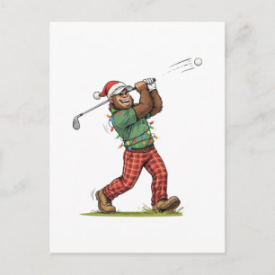 Invitation Carte Postale Bigfoot Sasquatch Golf Noël 2026 Vacances