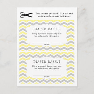 Invitation Carte Postale Billets de tombola couche jaune gris, qté faible