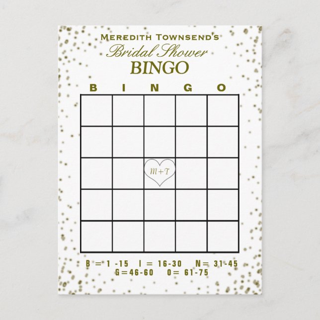 Invitation Carte Postale Bingo Fête des mariées | Pos d'invitation Gold Con (Devant)