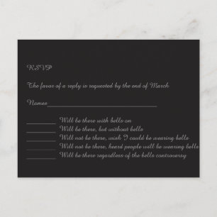 Invitation Carte Postale Black RSVP drôle