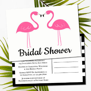 Invitation Carte Postale Black Tropical Beach Flamant rose rose Fête des ma