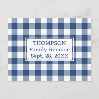 Invitation Carte Postale Bleu Blanc Buffle Chèque Famille Réunion
