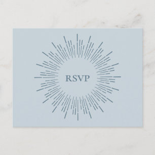 Invitation Carte Postale Bleu clair Sunburst Mariage RSVP Song Request