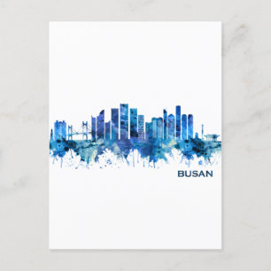 Invitation Carte Postale Bleu de Busan South Korea Skyline