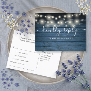 Invitation Carte Postale Bleu Russe Lumières Chanson Demande RSVP