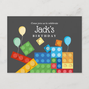 Invitation Carte Postale blocs de construction, bloc, brique de jouets