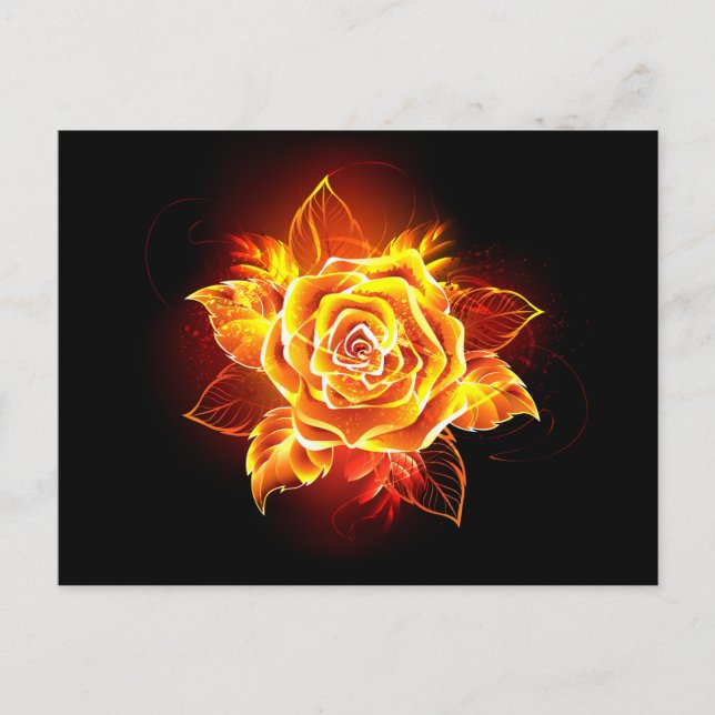 Invitation Carte Postale Blooming Fire Rose (Devant)