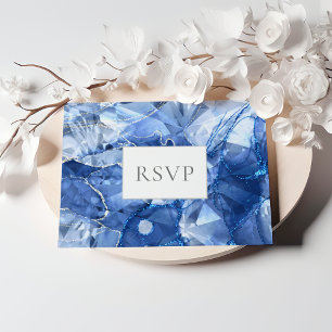 Invitation Carte Postale Blue Sapphire Gemstone Wedding RSVP