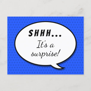 Invitation Carte Postale Blue Surprise Anniversaire de la fête Discours Bub