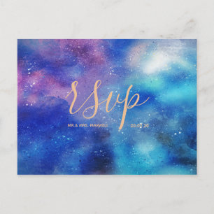 Invitation Carte Postale Blue Watercolor Sky Wedding Rsvp