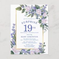 Blue White Gold Floral 19e Anniversaire surprise
