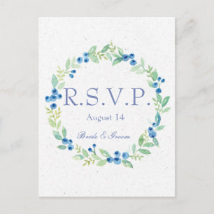 Invitation Carte Postale Blueberry Midsummer Rustic Berry Wedding RSVP