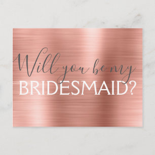 Invitation Carte Postale Blush Pink - Rose Gold Serez-vous ma servante d'ac