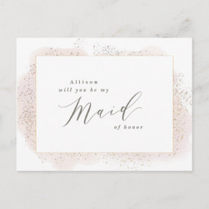 INVITATION CARTE POSTALE BLUSH TOUCH MAID OF HONOR POSTCARD.