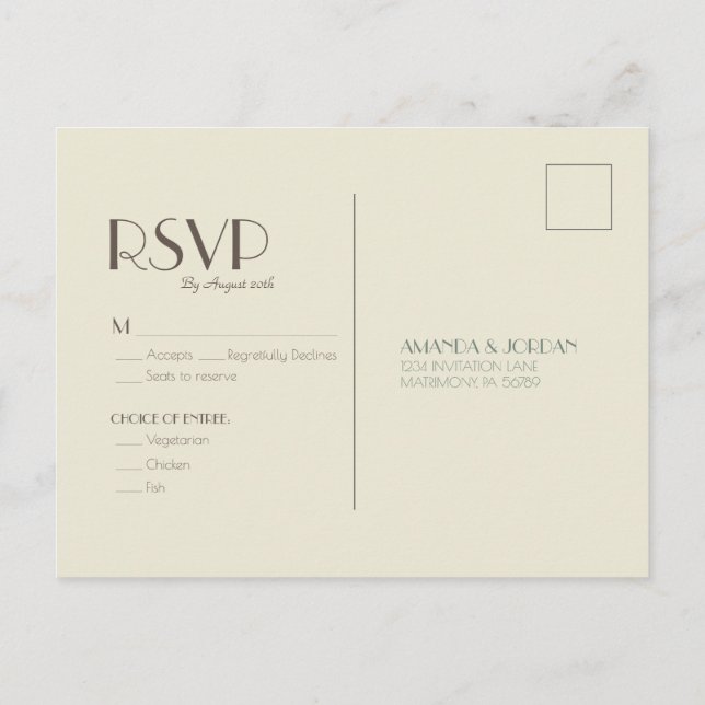 Invitation Carte Postale Boho Deco d'automne | Crème Mariage RSVP (Dos)