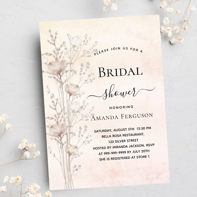 Invitation Carte Postale Boho fleur sauvage de la crème de la mariée (Créateur téléchargé)