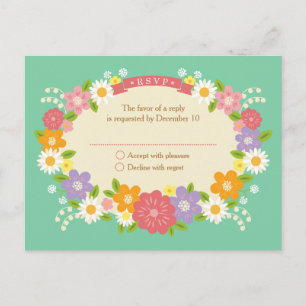 Invitation Carte Postale Boho Rustic Floral Wreath Mariage (Monnaie)