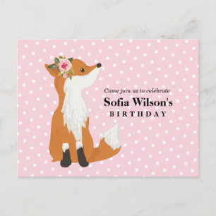 Invitation Carte Postale bois de renard, mignon