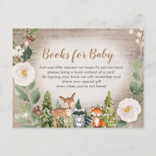 Invitation Carte Postale Bois d'hiver livres floraux blancs pour bébé invit