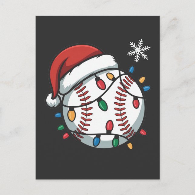 Invitation Carte Postale Bonhomme de neige Baseball Noël Père Noël Baseball (Devant)