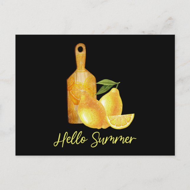 Invitation Carte Postale Bonjour Fruit Tropical Citron été (Devant)